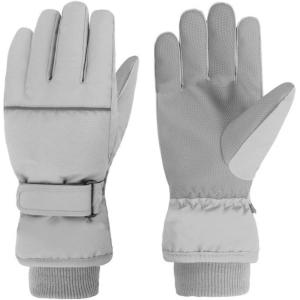 image:imageAzarxis Kids Snow Ski Gloves Children Winter Waterproof Windproof Warm Touchscreen Snowboard Gloves for Boys amp Girls05 Gray  Not Touchscreen Compatible
