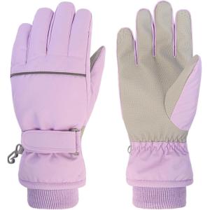 image:imageAzarxis Kids Snow Ski Gloves Children Winter Waterproof Windproof Warm Touchscreen Snowboard Gloves for Boys amp Girls05 Purple  Not Touchscreen Compatible