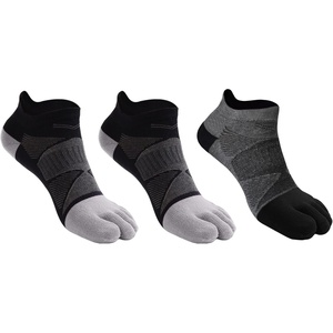 image:imageAzarxis Running Ankle Toe Socks Coolmax for Women Men Lightweight High Performance Athletic Five Finger Socks 3 Pairs2 Cotton  Grey X 2  Black  3 Pairs