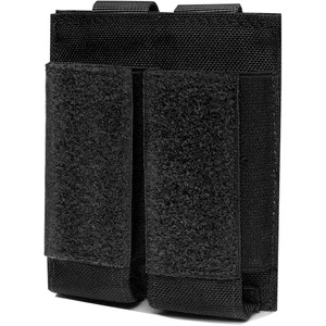 image:imageAzarxis Tactical Pistol Mag Pouch Holder Double Triple Molle Magazines Carrier Holster Bag with Front Loop Panel Fast Access03 Pistol Mag Pouch  2 Pockets  Black