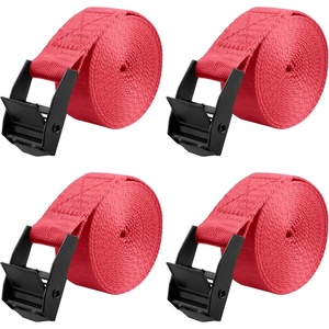 image:imageAzarxis Lashing Straps Ratchet Tie Down Secure Cinch Strap Adjustable Cam Buckles Belts Heavy Duty up to 441 lbs Capacity for Motorcycle Cargo Kayak Boat Green with Silver Buckle  4 Pack66 ft1 Red  4 Pack