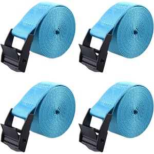 image:imageAzarxis Lashing Straps Ratchet Tie Down Secure Cinch Strap Adjustable Cam Buckles Belts Heavy Duty up to 441 lbs Capacity for Motorcycle Cargo Kayak Boat Green with Silver Buckle  4 Pack66 ft1 Sky Blue  4 Pack